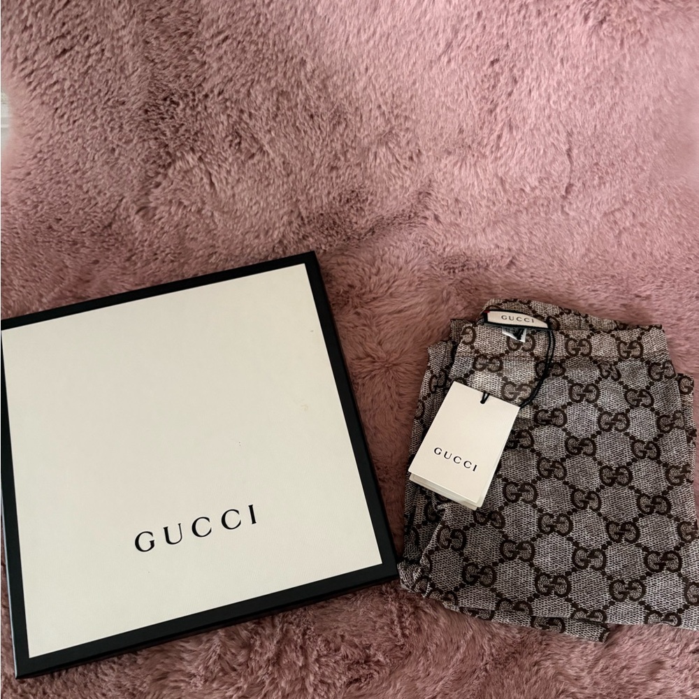 Gucci Brown/Tan GG Monogram Drawstring Pouch